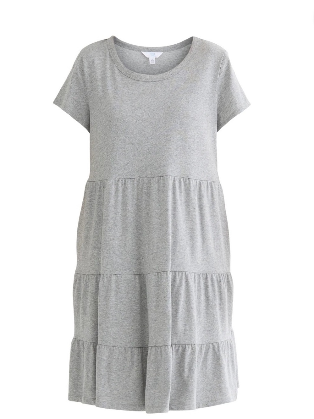 Time and Tru Heather Gray Tiered Short Sleeve Knit Dress - Picture 2 of 5